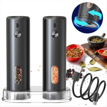Upgraded Larger Capacity Electric Salt and Pepper Grinder Set, Rechargeable Salt and Pepper Shaker with LED Light