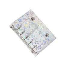 Double Clasps Secure Cut Star Clear Plastic Binder Folder-1
