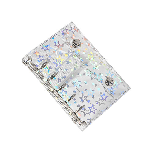 Double Clasps Secure Cut Star Clear Plastic Binder Folder-1