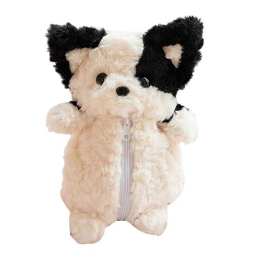 Adorable Corgi Plush Pencil Pouch With Spacious Interior-Black