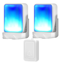 Wireless Doorbell for Hearing Impaired with Loud Volume and 7Color Flash, 600ft Range, 1TX 2RX