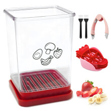 Strawberry Slicer and Huller Set with MultiFruit Cutter and Freshness Preservation Container