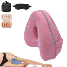 Leg Alignment Pillow with Adjustable Strap, Memory Foam Knee Pillow for Hip and Sciatica Pain Relief, Pink