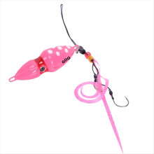Isca de pesca Gourd Slider Jig de 60g para água salgada, com cabeça de jig lenta e saia, isca luminosa - Garoupa Rosa