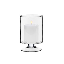 Handblown Glass Hurricane Candle Holder 8 Inch with Stem, Elegant Crystal Clear Centerpiece