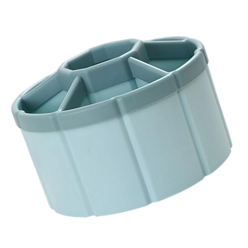 360-Degree Rotating Pencil Cup 6 Compartment Desktop Pen-Blue