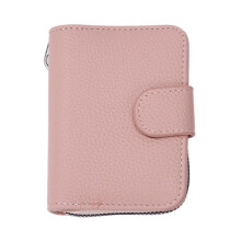 Portefeuille multifonctionnel pour cartes en cuir, avec 12-rose