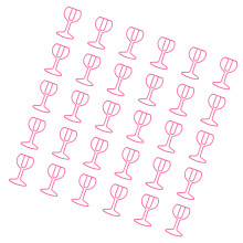 30Pcs Wine Glass Shape Paperclips Metal File Paper Clip-Pink