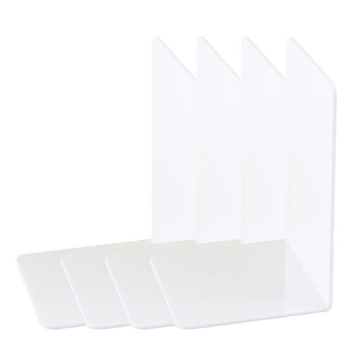 4 Pcs Acrylic Bookends Book Stoppers Book Holders-White