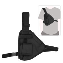 Radio Chest Harness Walkie Talkie Vest with Multi Pouch Adjustable Straps Durable 600D Oxford Black