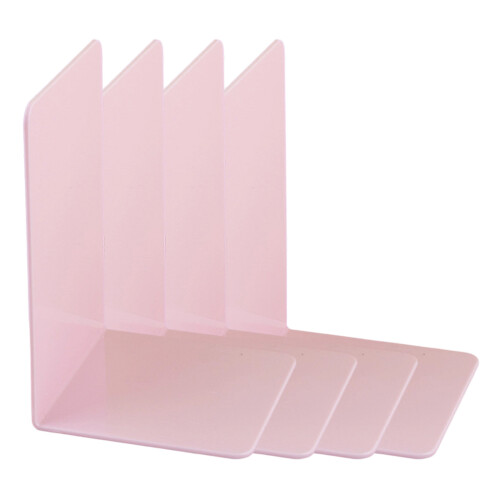 4 Pcs Acrylic Bookends L-Shape Bookends Decorative-Pink