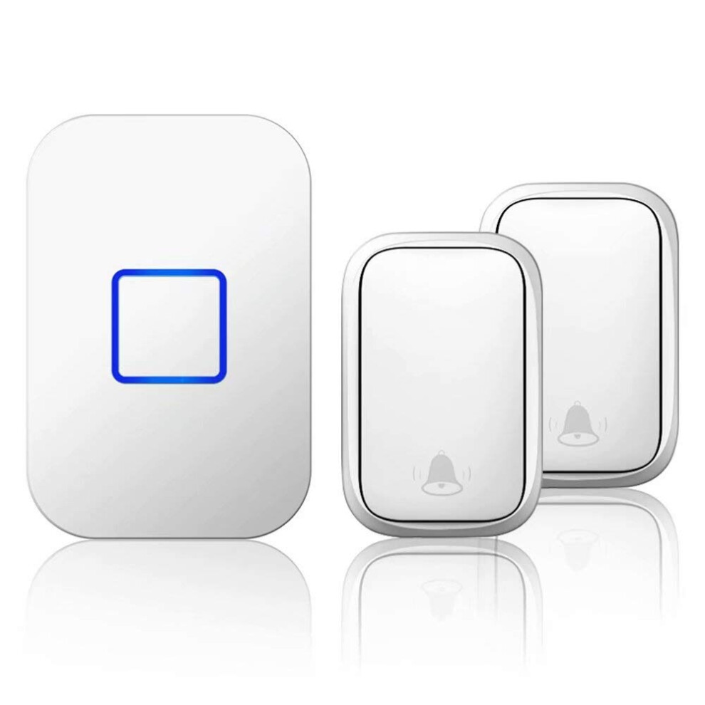 Wireless Battery Doorbell Kit With 2 Transmitters And 1 Receiver, Ip44 Waterproof, Long Range, Adjustable Volume, White 9119770777270