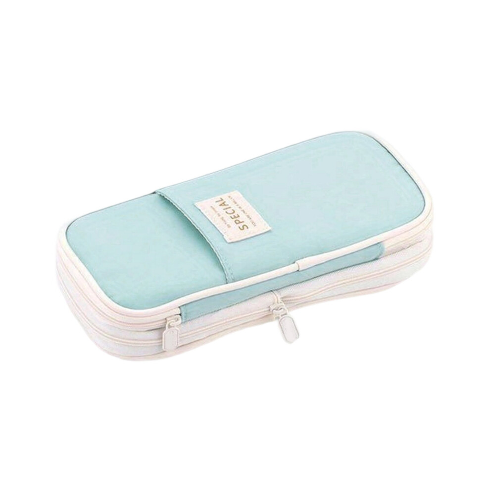 School Pencil Case Large Capacity Pen Bag Simple Pen-Light Blue 7751000487249