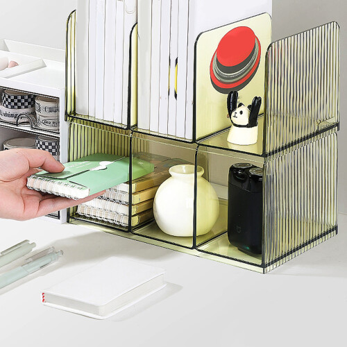 Bookend for Shelf 3 Section Acrylic Book End Book-Green 2