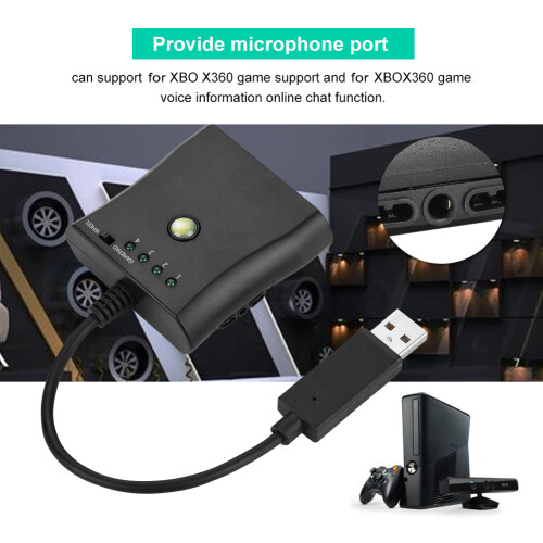 Dual Vibration Feedback Controller Converter Converts PS2 To Xbox 360 USB Peripheral Sharing Plug And Play Microphone Port Adjustable Analog Digital 2