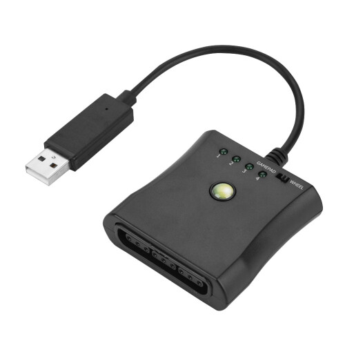 Dual Vibration Feedback Controller Converter Converts PS2 To Xbox 360 USB Peripheral Sharing Plug And Play Microphone Port Adjustable Analog Digital 1