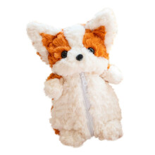 Soft Short Pile Corgi Shaped Pencil Bag Spacious-Orange color