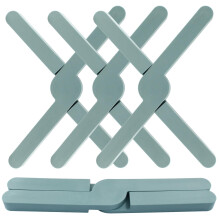 4 Pack Blue Foldable Silicone Trivet Set Heat Resistant 446F NonSlip Hot Pot Holder for Kitchen