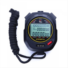 Digital Timer Stopwatch Chronograph Sports Training Digital Chronometers 3 Rows Display of 120 Tracks Black