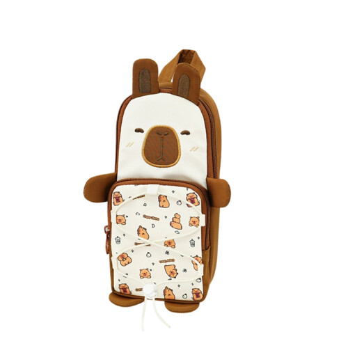Capybara Pencil Pouches With Large Compartment And-Deep Coffee