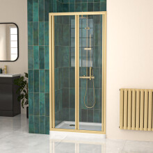 Nes Home 900mm Brushed Brass Bi-fold Shower Door Tempered Glass