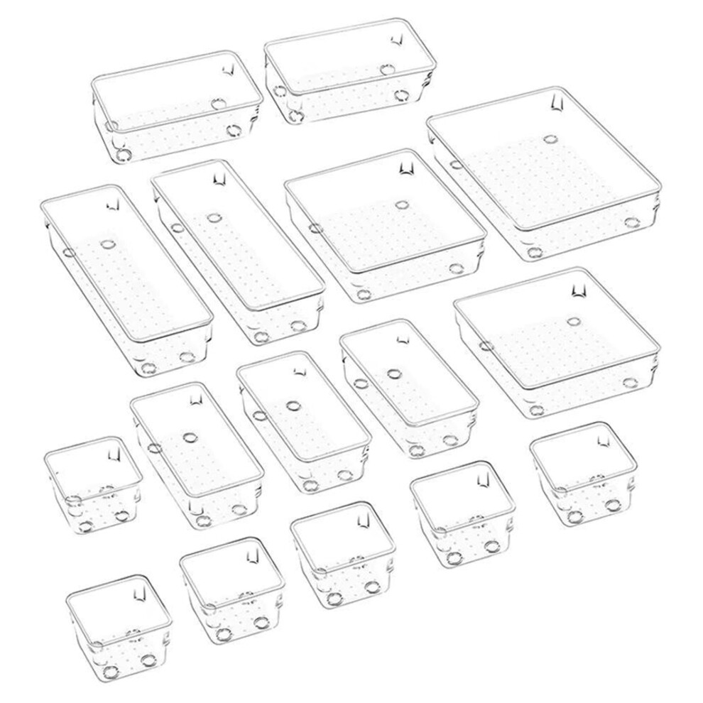 16Pcs Clear Drawer Organiser Tray Bathroom-Set Of 16 Pieces 7751000489939