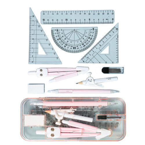 Multifunctional 9Pcs Drawing Kits With Ergonomic Compass-Red