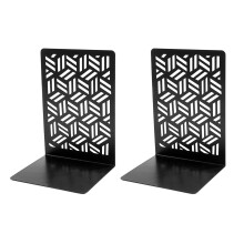 1 Pair Hollow Bookends Metal Book Stands Book End Simple-Black