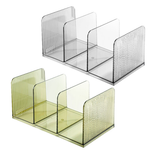 3 Section Acrylic Book End Book Magazine Stand 3-White 1