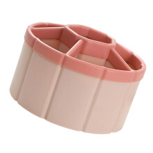 Roterende Pen Cup Bureau Pen Organizer 6 Compartimenten Pen-roze