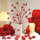 Romantisches rotes Herz, Beeren, künstlicher Stiel, Ornament,-D 6
