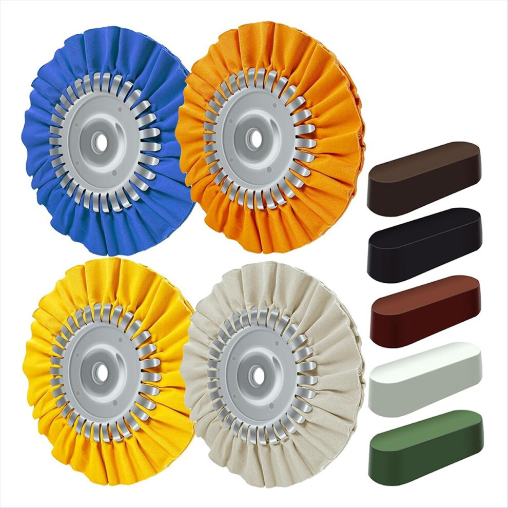 8Inch Airway Buffing Wheel, 9Pcs Aluminum Wheel Polishing Kit In Diameter 5/8 Inch Arbor Hole, Polishing Compound 4852840200173
