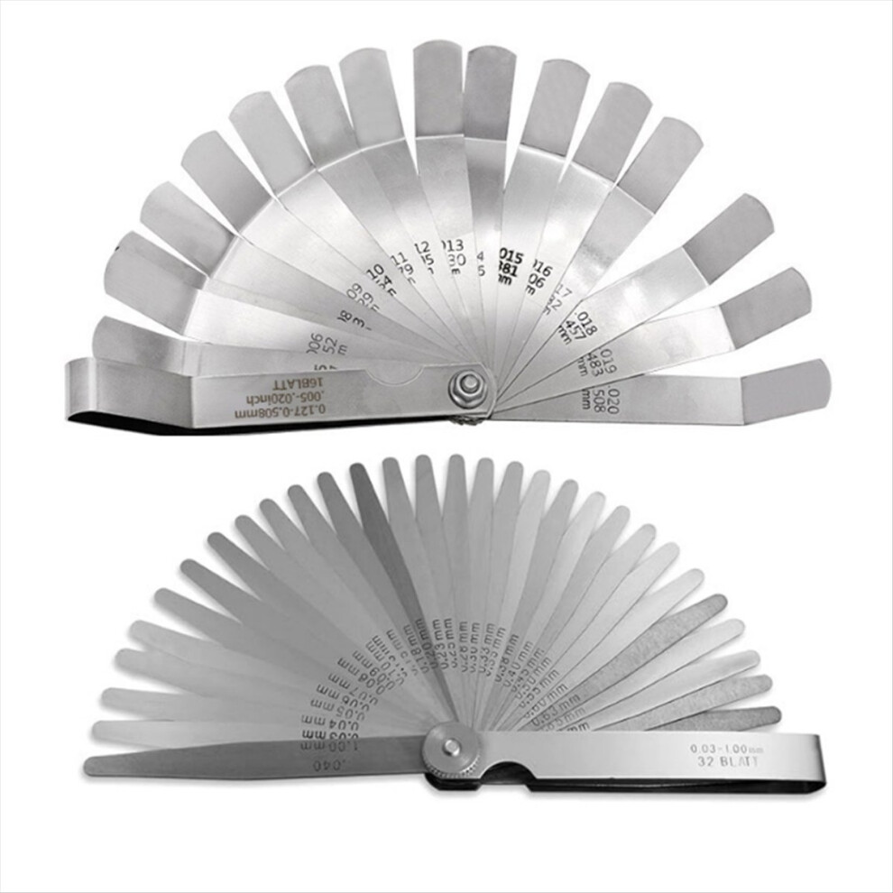 Feeler Gauges Set, 32 Blades Tapered And 16 Blades Offset Feeler Gauge Set, Dual Marked Sae And Metric Feeler Gauge 4852840206632