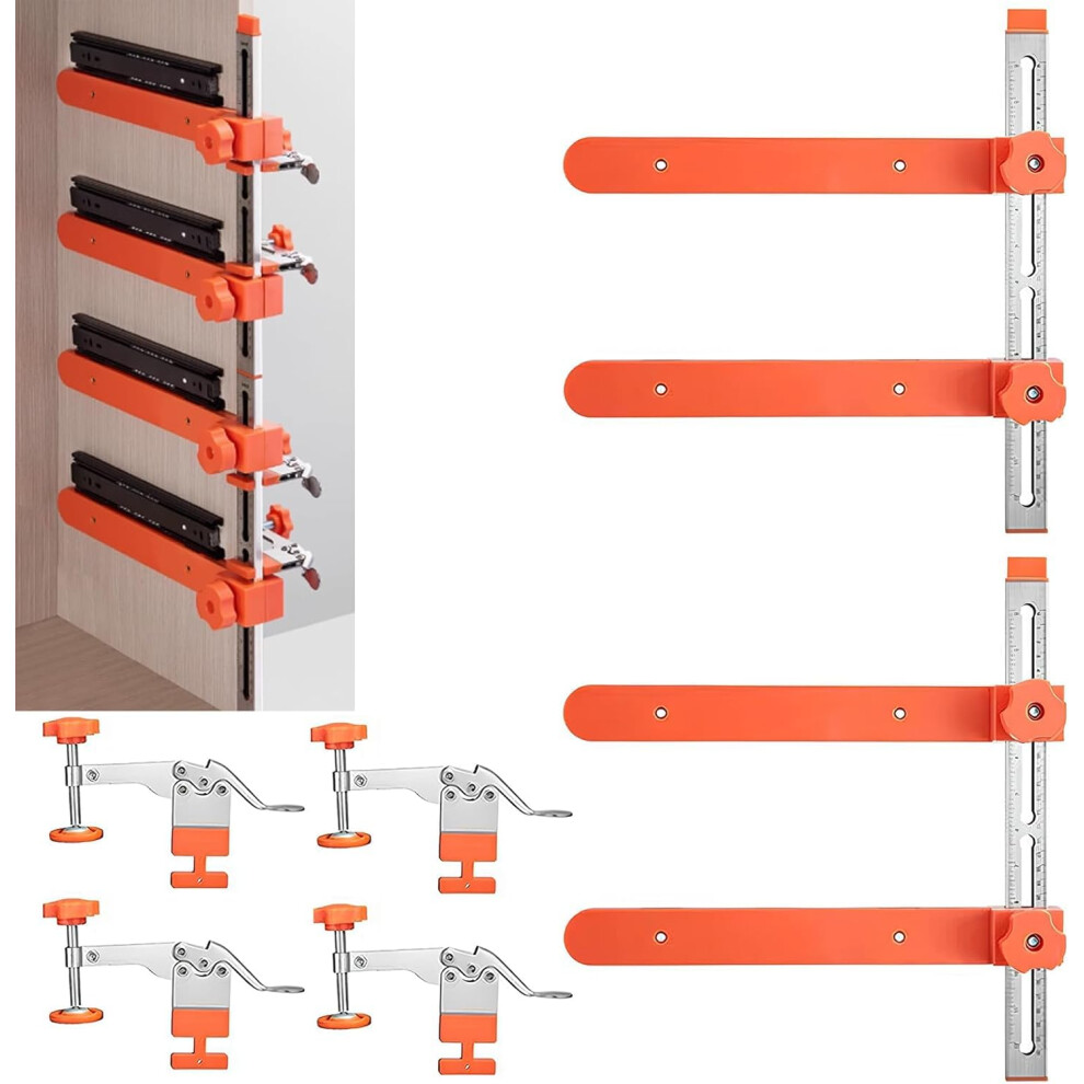 Drawer Slide Jig With Magnetic Support Arm And Toggle Clamp, Adjustable Cabinet Hardware Jig, 4Layer 9001264057572
