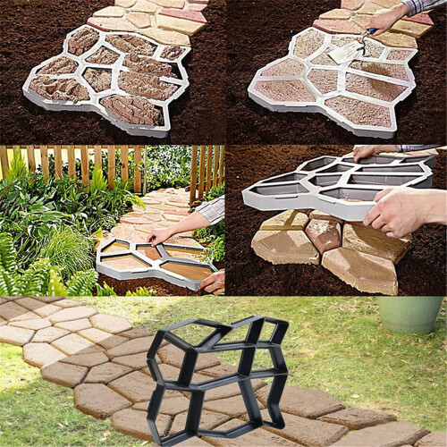 Concrete Path Maker Mold for Easy DIY Garden Walkway, Reusable Irregular Stone Paving 2 Pack 2
