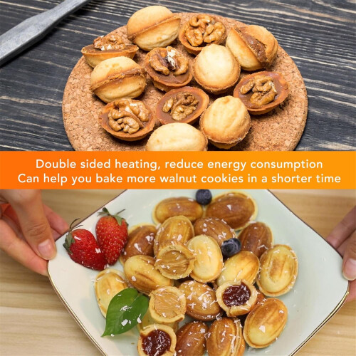 Walnut Cookie Maker 750W Mini Waffle Maker with Nonstick Plates for 12 Walnut Shaped Cakes 1