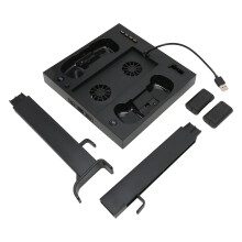 Supporto verticale per Xbox Series S con dock integrato e doppie ventole di raffreddamento, stazione di ricarica multifunzione per doppio controller
