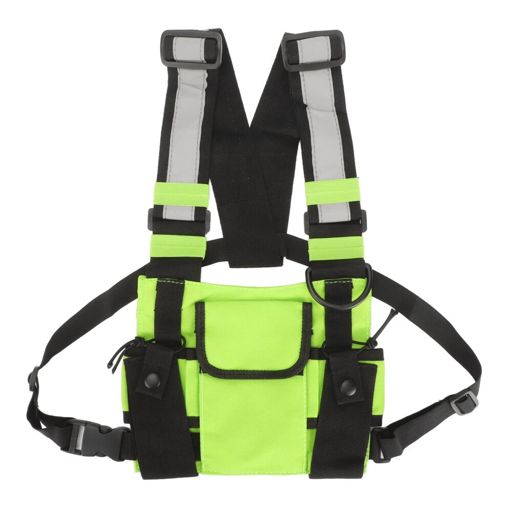 Radio Chest Harness With Adjustable Front Pouch, Durable Walkie Talkie Vest Rig For Outdoor Use, Fruit Green 9426802889512