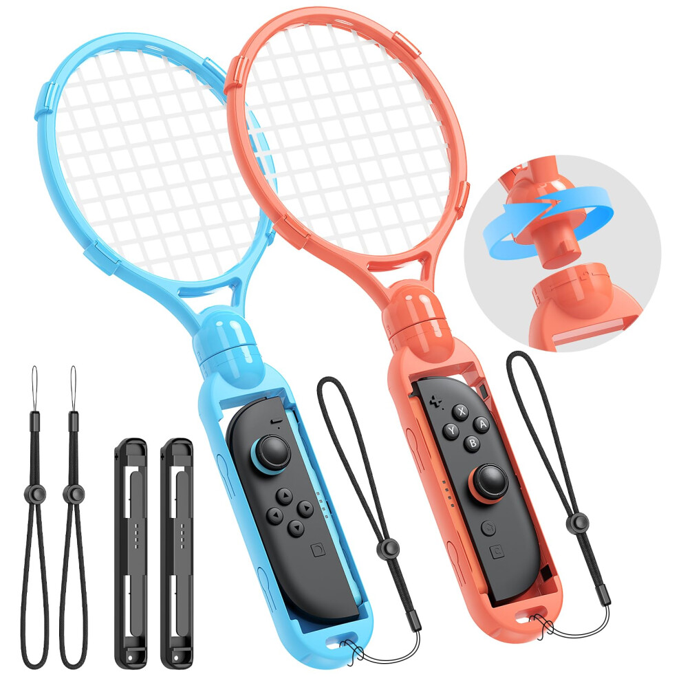 2 Pack Tennis Racket Set For Nintendo Switch 2/1 Oled, Ergonomic Grip And Full Button Access 9189345644368