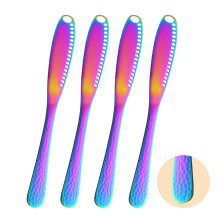 Butter Spreader Knife Set 4 Pack, 3in1 Stainless Steel Curler Cutter with Serrated Edge, Rainbow