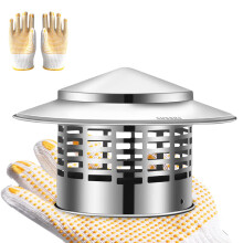 304 Stainless Steel Round Chimney Cap with Screen, Weatherproof Rain Guard for Fireplace and Stove