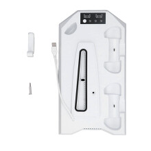 Stazione di raffreddamento per PS5 Slim, supporto ad ampia compatibilità con ventola silenziosa, doppio controller di ricarica, 3 porte USB,