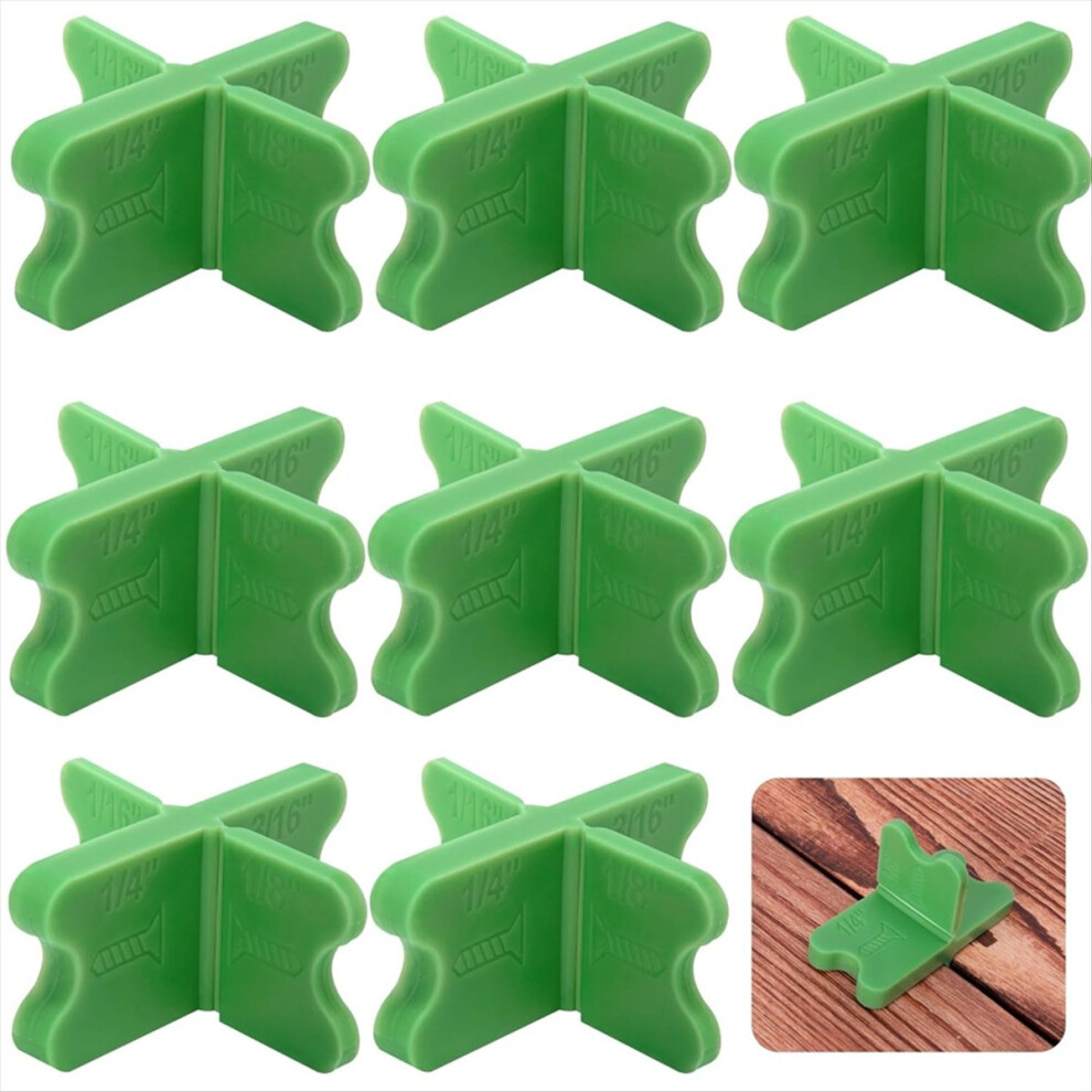 8Pcs Abs Deck Spacer Tool,4 Thicknesses Deck Board Spacers(1/16In, 1/8In, 3/16In, 1/4In),Green Deck Spacers Assorted 4852840200012