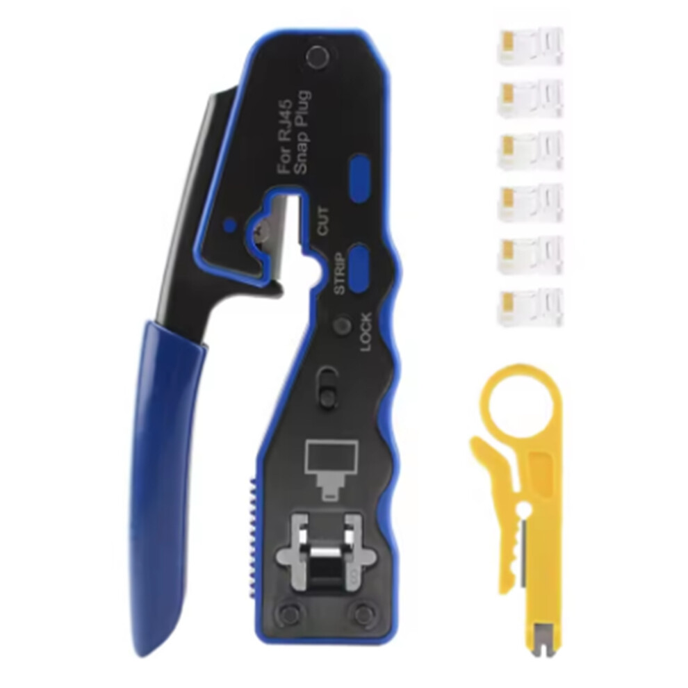 Rj45 Crimp Tool Pass Through Crimper Stripper Cutter For Cat6 Cat5 8P8c Modular Connector Ethernet Wire Tool 4852840200807