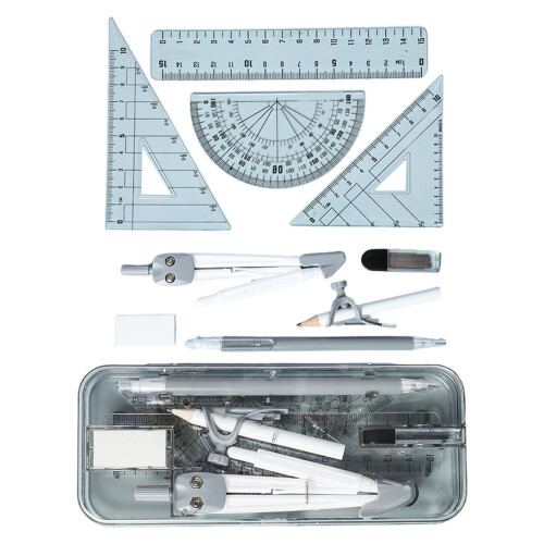 9Piece Compass and Ruler Technical Drawing Set With Non-Black