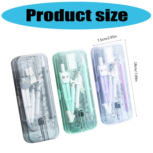 9Piece Compass and Ruler Technical Drawing Set With Non-Black 2