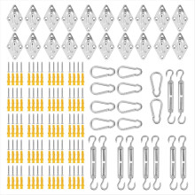 200 stuks bevestigingsset voor schaduwdoeken, hardwareset voor schaduwdoeken van 6 inch voor installatie van driehoekige en rechthoekige schaduwdoeken