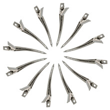 Hårspännen med anknäbb, silverfärgade halkfria alligatorklämmor i metall, professionella salongsanvändning rostfria metallklämmor för styling