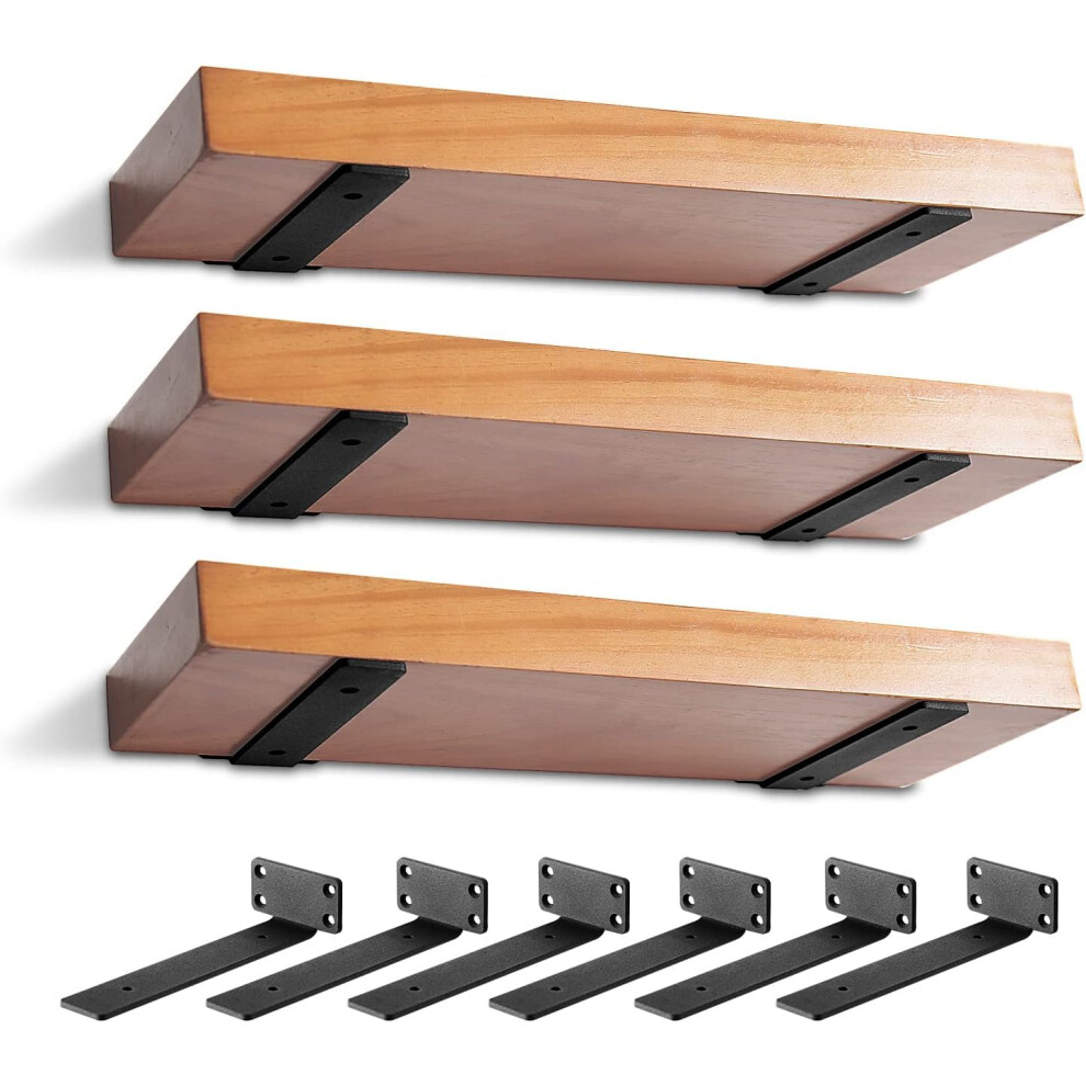 6 Pack Heavy Duty Floating Shelf Brackets 6 Inch, Lshaped Hidden Wall Brackets Black 9189345644726
