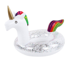 Einhorn-Party-Schwimmring, glitzerndes Einhorn, kompaktes Design, aufblasbares Sommer-Poolspielzeug, weiche Griffe für einfachen Einstieg,
